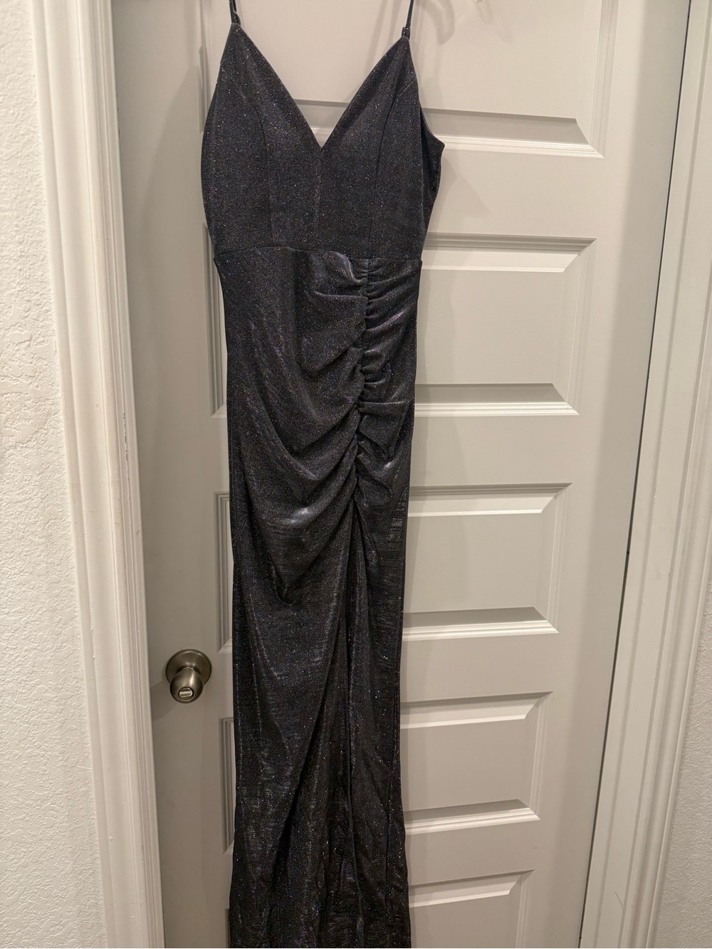 Windsor Grey Sparkle Ruched Maxi Dress